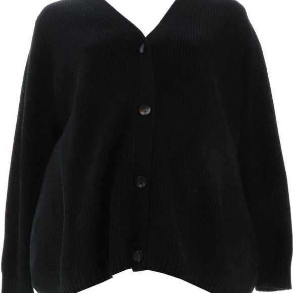 NWT ISAAC MIZRAHI SHAKER STITCH BUTTON FRONT PEPLUM CARDIGAN SWEATER BLACK XXS - Picture 1 of 12
